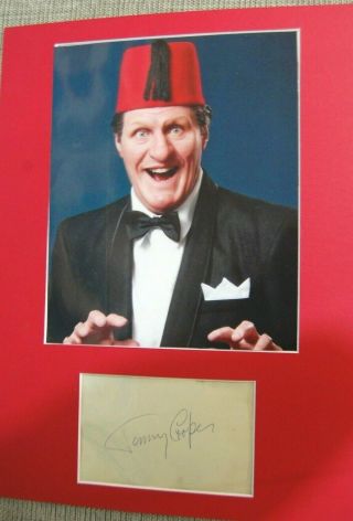 Tommy Cooper Signed Autograph Book Page With 10x8 Photo Mounted16x12 Aperture