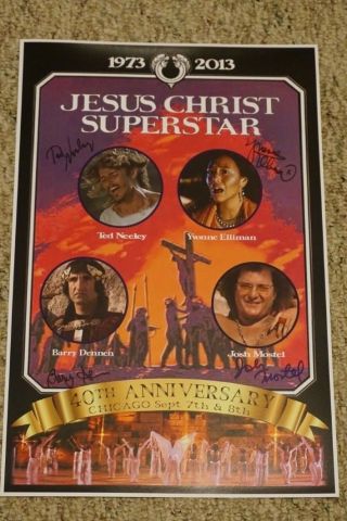 1973 Jesus Christ Superstar Movie Reunion Print Hand Signed By 4 Cast Ted Neeley