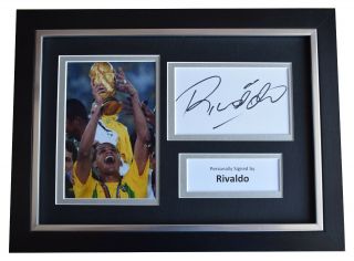 Rivaldo Signed A4 Framed Autograph Photo Display Brazil Football