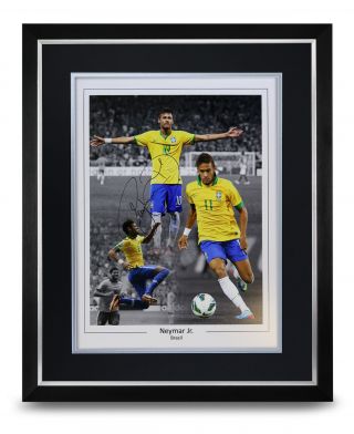 Neymar Signed Photo Large Framed Display Brazil Autograph Memorabilia,