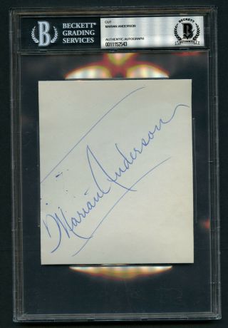 Marian Anderson (d.  1993) Signed Autograph Auto 5x6 Album Page Bas Slabbed