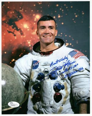 Fred Haise Hand Signed 8x10 Color Photo Rare Apollo 13 Astronaut Lmp Jsa
