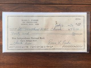 Rosa Parks Check Signed By Rosa Parks 1976