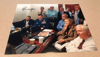 Robert Gates Signed Auto Autograph 8x10 Photo Bin Laden War Room Obama Def.  Sec.
