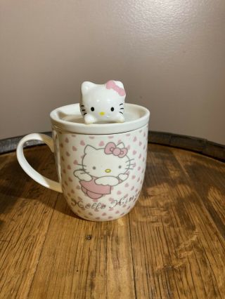 Rare Hello Kitty Coffee Mug W/ Lid Sanrio