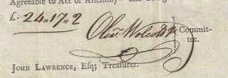 Oliver Wolcott,  Jr.  Revolutionary Patriot,  Signed Ct.  Pay Table Document, 2