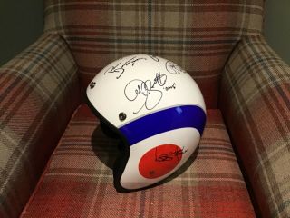 Mod Style Crash Helmet Signed By Phil Daniels And 5 Others.  Quadrophenia.  Proof.