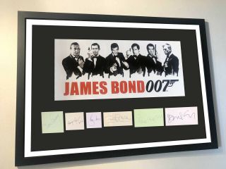 James Bond 007 All Six Signed Autograph Sean Connery,  Roger Moore,  Daniel Craig