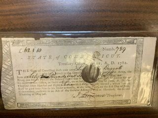 Heritage Revolutionary War,  1782,  Connecticut Bond Issued To Finance