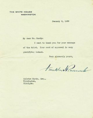 Franklin D.  Roosevelt - Typed Letter Signed 01/08/1936