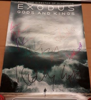 Cast Signed Exodus Gods and Kings Movie poster,  Christian Bale Ridley Scott 2