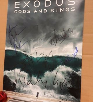 Cast Signed Exodus Gods and Kings Movie poster,  Christian Bale Ridley Scott 3