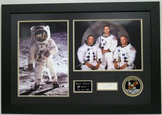Buzz Aldrin Signed Autograph Framed Apollo 11 Moonwalker Astronaut Aftal