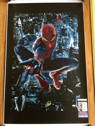 Marvel Comics Stan Lee Signed 24x40 Spiderman York City Giclee Canvas Jsa 3