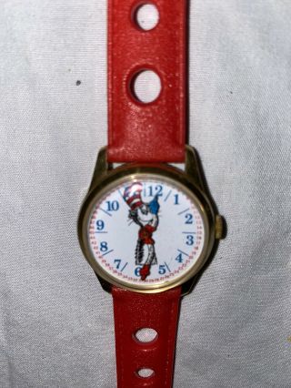 Vintage 1970’s Dr.  Seuss Cat In The Hat Watch Animated Arms Wind Up Swiss