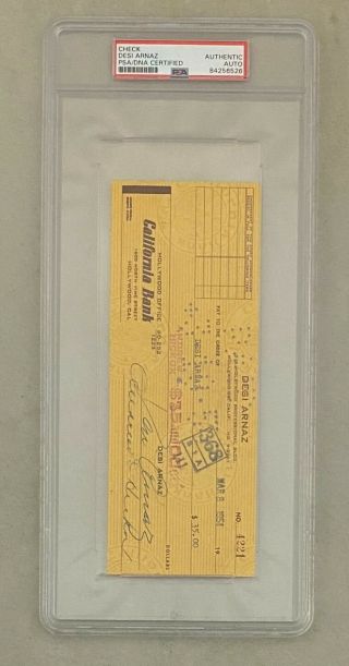 Desi Arnaz Signed Cancelled Check 3/8/54 Lucille Ball Show I Love Lucy Psa/dna