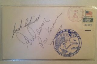 Astronauts Cernan,  Evans,  And Schmitt Nasa Apollo 17 Crew Signed Envelope Cover