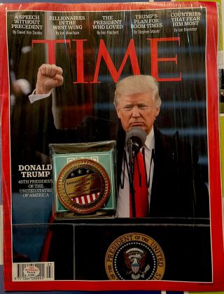 Donald Trump Signed Autographed Time Magizine Paas