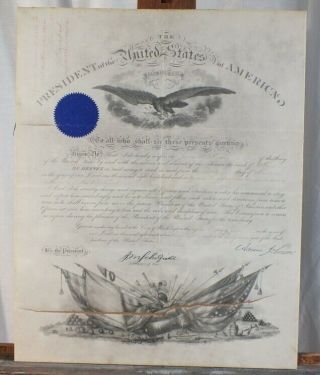 Andrew Johnson Signed Military Appointment To Brevet Major James N.  Morgan