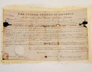 1830 Andrew Jackson Us President Autograph Land Grant Document Ex.