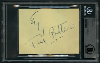 Tex Ritter (d.  1974) Signed Autograph Auto 4x5 Cut Country Music Singer Bas Slab