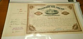 100 Shares Standard Oil Stock Certificate Signed John D.  Rockefeller & Flagler