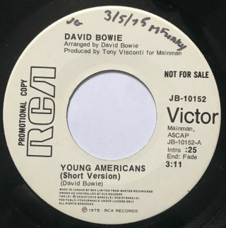 David Bowie - Young Americans - Canada 1975 Promo Single