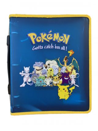 1999 Rare Vintage Pokemon Card Zipper Binder With Handle Pikachu Mewtwo,  More