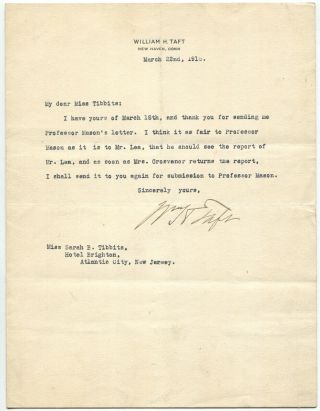 1915 William Howard Taft Typed Letter Signed