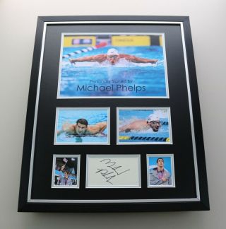 Michael Phelps Signed Photo Large Framed Olympic Memorabilia Autograph Display