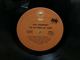 Lou Courtney ‎– I ' m In Need Of Love LP VG,  Epic US Press Funk Soul 3