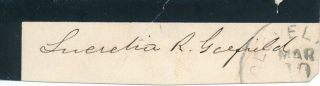 Lucretia Garfield - Clipped Signature Of The First Lady Of The United States