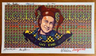 Ken Kesey Psychedelic Jester Blotter Art - Signed By Merry Pranksters - Rare
