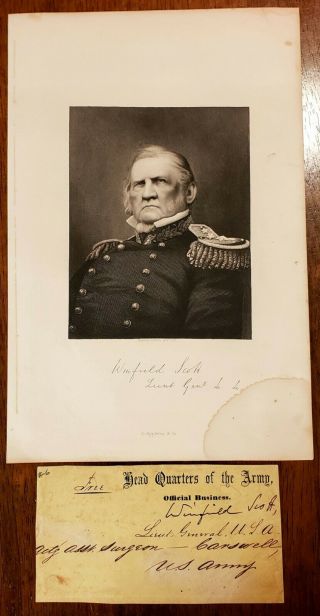 Lieutenant General Winfield Scott Autograph Signed Head Quarters Of The Army