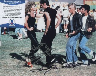 Olivia Newton - John & John Travolta Signed Grease 8x10 Photo Bas Beckett