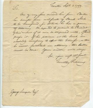 1799 Timothy Pickering Autograph Letter Signed