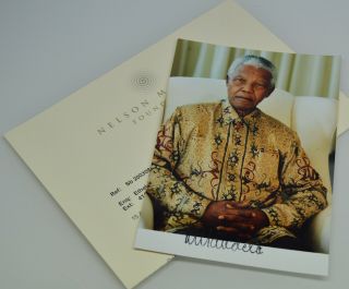 Nelson Mandela Live Ink 7 " X 5 " Hand Signed Photograph & Covering Letter