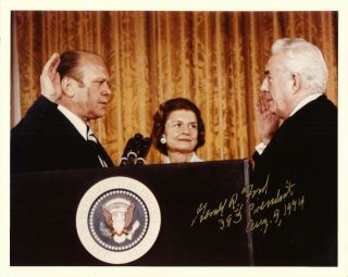 Hand Signed 8x10 Photo Us President Gerald Ford - Obama Clinton Reagan,  My