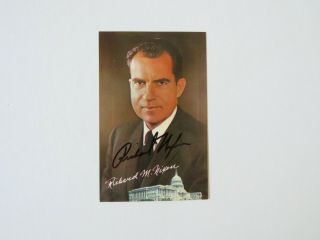 “37th U.  S.  President " Richard Nixon Signed 3.  5x5.  5 Color Photo Todd Mueller