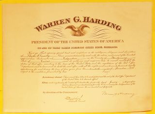 1921 President Warren G.  Harding Postmaster Appointment,  Independence,  KS 3