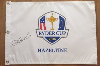 Darren Clarke Signed 2016 Hazeltine Ryder Cup Golf Flag 2 Autograph Aftal