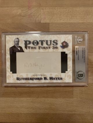 19th President Rutherford B Hayes Authentic Auto Cut Signed Beckett Potus 36 Ha