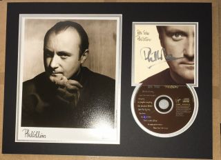 Signed Phil Collins 16x12 Both Sides Cd Display Authentic Rare Genesis Gabriel