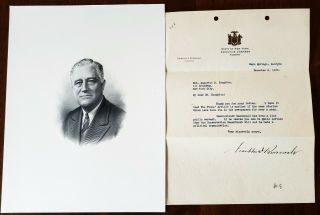 Franklin D.  Roosevelt 1929 Signed Autograph Governor Of York Political Tone
