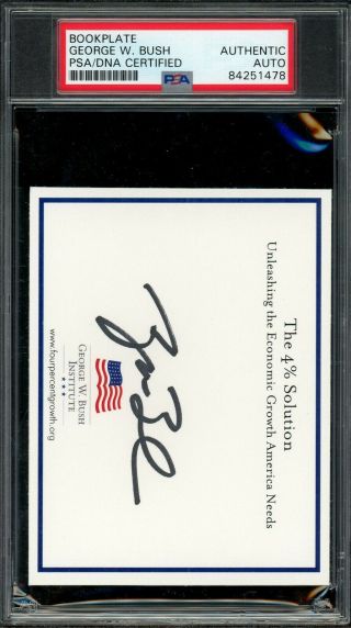 President George W.  Bush Signed Bookplate Autographed Psa/dna Auto