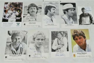 Cricket Autographs X9 Lamb Randall Gower Moxon Taylor Willey Flintoff Smith Thom