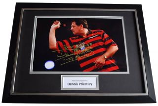 Dennis Priestley Signed Framed Photo Autograph 16x12 Display Darts Aftal