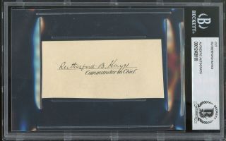 Rutherford B.  Hayes Authentic Signed 2x3.  75 Cut Signature Autographed Bas Slab
