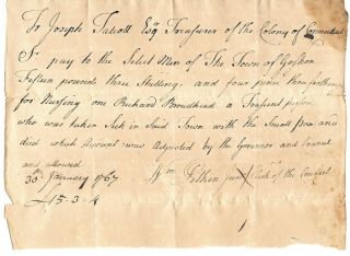 Revolutionary War Connecticut 1767 William Pitkin Pay Order For Care Of Smallpox