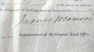 PRESIDENT JAMES MONROE SIGNED 1823 LAND DEED DOCUMENT Croghanville - Sandusky 6